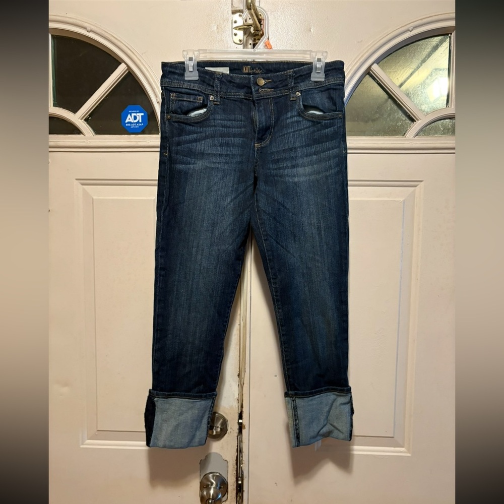 Kut from the Kloth Dark Blue Cropped Cuff Jeans - Picture 1 of 3